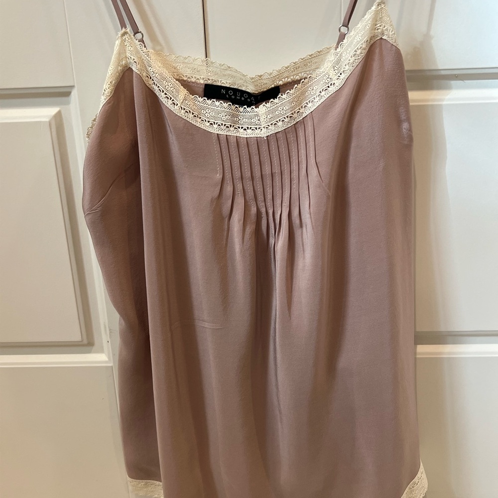 Nougat London Pleated Top with Lace in Pink and Cream